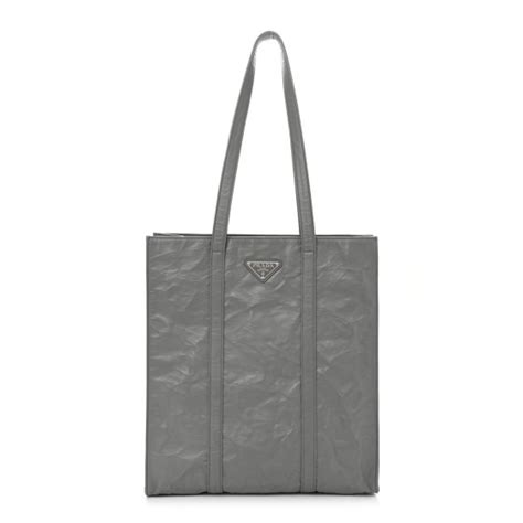 Slate Gray Small Antique Nappa Leather Tote 